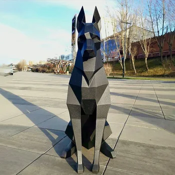 100 см/68 см Высотой Черный Доберман Собака 3D Скульптура животного Доберман Поделка из бумаги Спальня Гостиная Ручной работы Модель Оригами своими руками