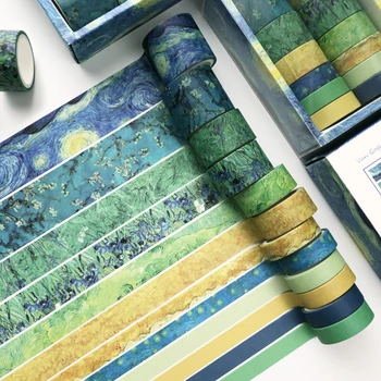 12шт Классической картины Ван Гога, ленты для васи JunkJournal, Бумажная клейкая лента, Декоративные клейкие ленты, наклейки для скрапбукинга