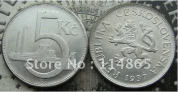 1937 Чешская Памятная монета номиналом 5 Корен, украшение для дома, Серебряные монеты, Украшение для рабочего стола, Рождественские подарки #1160
