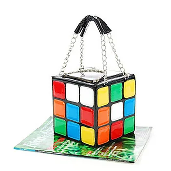 2023 Women's Fashion Personality Rubik's Cube Design Chain New In Handbag Creative Funny Phone Bag сумки женские модные 2023