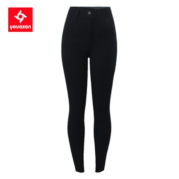 2723 Youaxon Новые Корейские модные Черные укороченные джинсы с высокой талией, женские Эластичные джинсовые рваные брюки-карандаш, джинсы для женской одежды