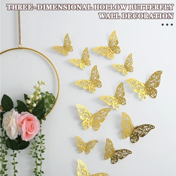64шт 3D наклейки с бабочками на стену Персонализированные наклейки на стены для дома отеля