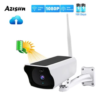 AZISHN 1080P IP-Камера WIFI Беспроводная Солнечная Панель Батарея Камера Безопасности 2MP PIR Двухстороннее Аудио Водонепроницаемая камера Наблюдения