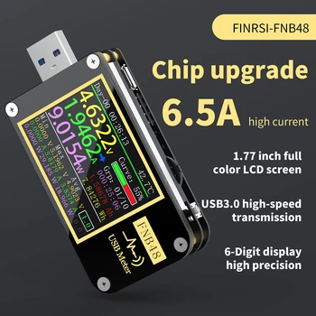 FNB48 USB Тестер напряжения Тока, Анализатор Быстрой зарядки, Монитор определения мощности, Вольтметр, Амперметр, Инструменты для тестирования