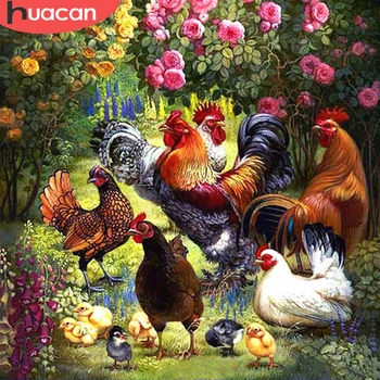 HUACAN 5d Алмазная живопись Курица DIY Алмазная вышивка крестиком Животное Мозаика Цветок Набор для домашнего декора