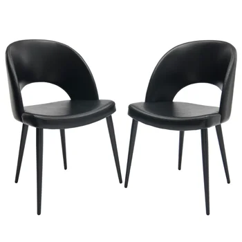 Ining Chairs Комплект из 2 стульев Accent, черный PU [на складе в США]