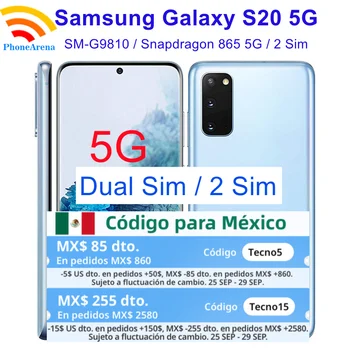 Samsung Galaxy S20 5G с двумя Sim-картами G9810 Global ROM 128 ГБ оперативной памяти 12 ГБ Восьмиядерного процессора Snapdragon 865 5G Чипсет NFC Оригинал