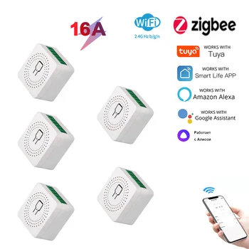 Tuya Zigbee Mini DIY Smart Switch Wifi Модуль светодиодного выключателя света Поддерживает 2-полосный таймер реле с Google Home Alexa Alice Smart Life