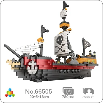 YZ 66505 Карибский Пиратский корабль Череп Флаг Парусник Штурмовая лодка 3D Мини Алмазные блоки Кирпичи Строительная игрушка для детей Подарок Без коробки