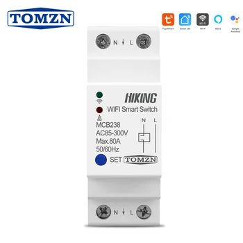 Автоматический выключатель Wi-Fi на DIN-рейке 2P 80A Smart Switch с дистанционным управлением от Smart Life TUYA для умного дома TOMZN MCB238