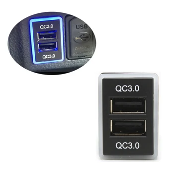 Автоматическое зарядное устройство QC3.0 USB с двойным разъемом для быстрого подключения зарядного устройства Подходит для Toyota Prado Camry Prius Corolla Reiz Vios Yaris