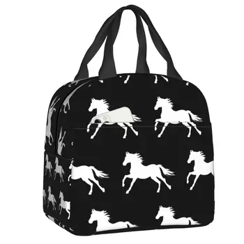 Бегущая лошадь, термоизолированная сумка для ланча, женская сумка для любителей животных, переносная сумка для ланча в школу, многофункциональная коробка для еды