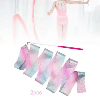 Блестящие танцевальные ленты, Гимнастический серпантин, оборудование для занятий художественной гимнастикой.