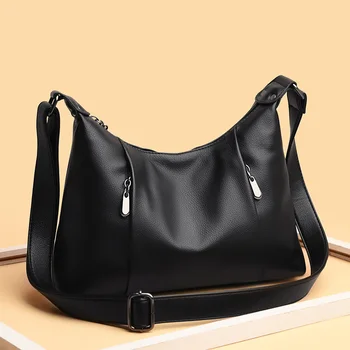 Большие сумки через плечо для женщин, тренд 2023, высококачественные кожаные сумки-мессенджеры, модная брендовая сумка-тоут, роскошные сумки с несколькими карманами