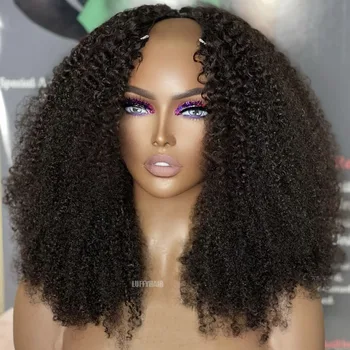 Бразильские Кудрявые U-образные парики из человеческих волос Бесклеевые Афро-кудрявые U-образные парики из человеческих волос с зажимами для женщин