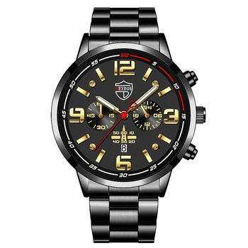 Брендовые мужские спортивные часы для мужчин, деловые кварцевые наручные часы из нержавеющей стали, мужские роскошные мужские люминесцентные часы с календарем