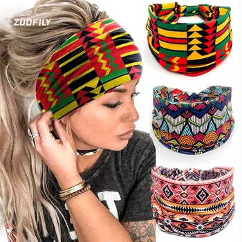 Горячая повязка на голову с африканским рисунком для женщин, резинка для волос в стиле Твист, Спортивные Эластичные резинки для волос, Аксессуары, Бандана для йоги, повязка