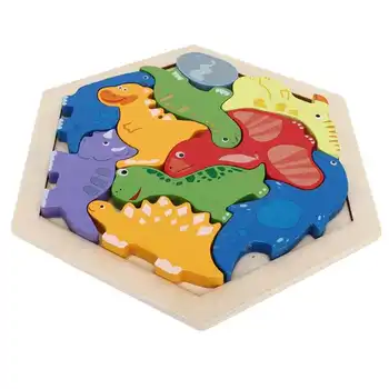 Детский Красочный набор для укладки блоков динозавров Улучшает координацию, Деревянные блоки для балансировки, Развивающая игрушка