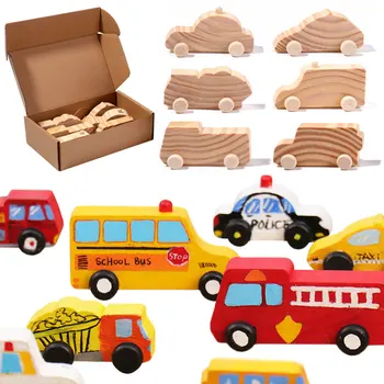Детский цветной автомобиль с 3D-журналом, деревянные игрушки, Обучающий набор Монтессори для рисования граффити своими руками, игрушки для рисования для детей.