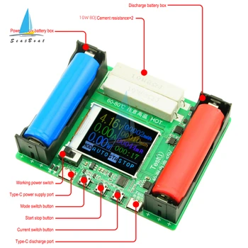 ЖК-тестер емкости аккумулятора DC5V Type-C, мАч, МВтч для литиевой батареи 18650, Цифровой измерительный модуль, детектор блока питания аккумулятора