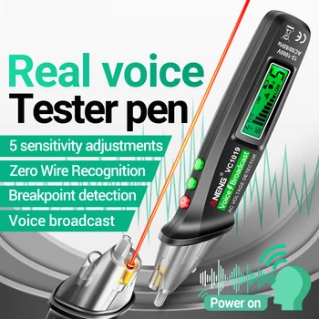 ЖК-цифровая тестовая ручка ANENG, бесконтактный тестер голосовой трансляции, Чувствительность ручки регулируется лазерным индикатором, сигнальный фонарик