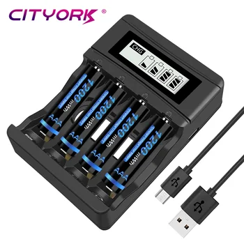 Зарядное устройство CITYORK LCD USB для литиевых аккумуляторов 1,5 В AAA AA, 4 слота для литий-ионных аккумуляторов 1,5 В AA AAA