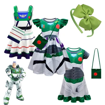 Зеленое платье-пачка Buzz Lightyear для маленькой девочки с головным убором, костюм для вечеринки по случаю дня рождения для маленькой девочки, платье для маленькой девочки