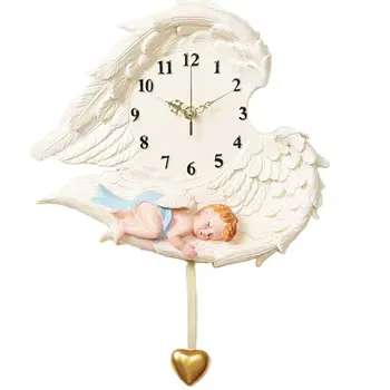 Креативные Бесшумные Настенные Часы 3d Европейский Ангел Прекрасные Часы С Маятником Настенные Часы Домашняя Спальня Гостиная Montre Murale Подарок FZ082