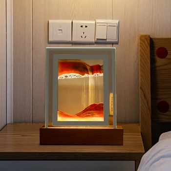 Креативный ночник с зыбучими песками 3D природный пейзаж Песочные часы Световой декор Защита глаз Домашнее украшение для гостиной спальни