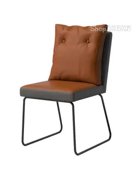 Легкое роскошное кожаное обеденное кресло в минималистичном ресторане, дизайнерский стол для дома, современное кресло для макияжа, итальянское высококачественное кресло со спинкой