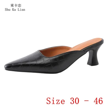 Летние женские босоножки-гладиаторы на высоком каблуке 5,5 см, женские туфли-лодочки на высоком каблуке, маленькие, большие размеры 30-46