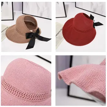 Летняя поставка, Женские шляпы с защитой от ультрафиолета, вязаные крючком в виде конского хвоста, Пляжная кепка, кепка с гребешком, женские шляпные кепки