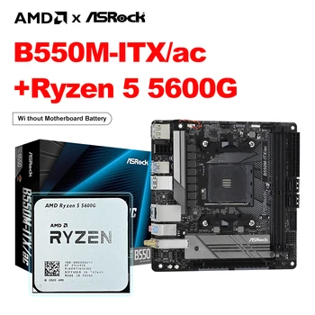 Материнская плата ASROCK New B550M + AMD New Ryzen 5 5600G R5 5600G Set Kit Процессор Ryzen B550M ITXAC MiNi-ITX DDR4 64G placa mae