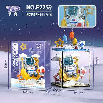 Микро Строительные блоки Космонавта, Собранная 3D модель, Качели, Луна, Астронавт, Мини-кирпичи, Фигурка, Игрушки для детей, подарки с витриной P2259