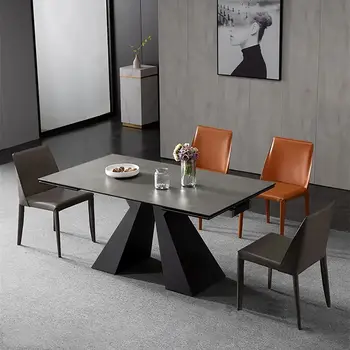 Минималистичный Прямоугольный Роскошный складной обеденный стол из выдвижной каменной плиты в стиле минимализма