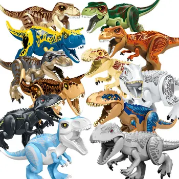 Мир Динозавров Юрского периода T-Rex Карнотавр Птерозавр Динозавр Фигурки Животных Модель Строительные Блоки Велоцираптор Кирпичи Детские Игрушки