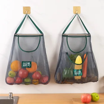 Многоразовая кухонная подвесная сетчатая сумка, сетчатая сумка для хранения фруктов и овощей в домашних условиях для имбиря, чеснока, картофеля, лука