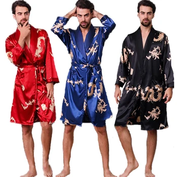 Мужская куртка Хаори, Кимоно с Драконом, Платье Юката, одежда в японском стиле, Пижамы, Карнавальная вечеринка, ретро Мужская атласная пижама, Азиатский Плюс