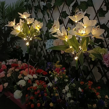 Наружный декоративный светильник Красочный цветок орхидеи Солнечный свет 600 мАч светодиодный дворовый светильник прослужит до 10 часов для внутреннего дворика, лужайки, дорожки на заднем дворе