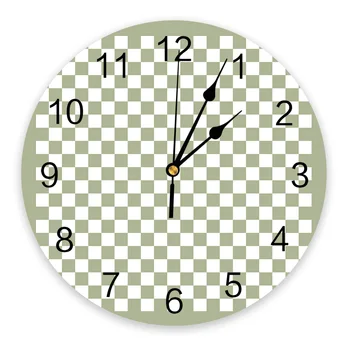 Настенные часы в виде зеленой шахматной доски для спальни, Большие Современные Кухонные Обеденные Круглые Настенные часы, Часы для гостиной, Часы для домашнего декора