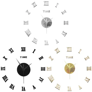 Настенные часы с римскими цифрами своими руками, металлические часы с наклейкой с большим номером для украшения спальни, гостиной