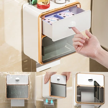Настенный держатель для туалетной бумаги, многофункциональный водонепроницаемый ящик для хранения бумаги без перфорации, ящик для хранения принадлежностей для ванной комнаты