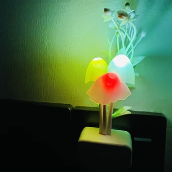 Настенный светильник LEZOE, ночник, сенсорная лампа, 7 цветов, грибы в виде листьев Лотоса, ночники для спальни, прихожей, кабинета, кухни, домашнего декора