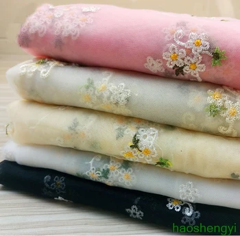 Новая ткань для вышивки из мягкой сетчатой пряжи с растительной вышивкой