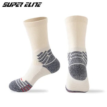 Новые мужские профессиональные баскетбольные носки с полотенцем снизу, носки для комплексных тренировок, Высокие спортивные носки для бега и велоспорта SKG038