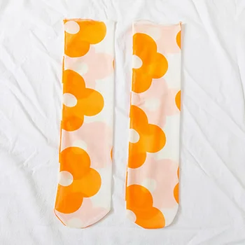 Носки-тюбики для девочек college wind с мелким цветочным рисунком, трендовые носки с ворсом, японские дышащие тюлевые носки