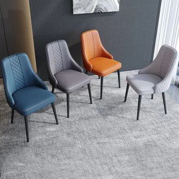 Обеденные стулья из скандинавской кожи для кухонной мебели, легкий роскошный стол и стул для гостиной, простой стул для ресторана для домашнего отдыха