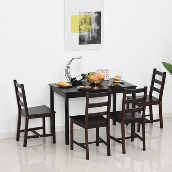 Обеденный стол из 5 предметов, деревянный кухонный стол и стулья для столовой, уголок для завтрака