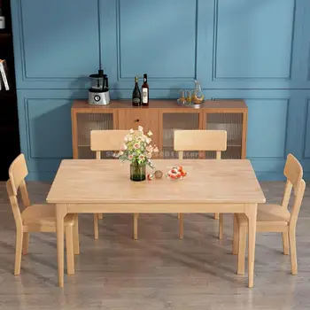 Обеденный стол из массива дерева Для дома В небольшой квартире Современный Простой Обеденный стол Легкий Роскошный Прямоугольный Дубовый стол и стул на заказ