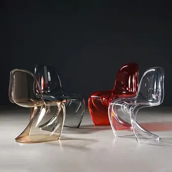 Обеденный стул Nordic S-образной формы из прозрачного акрила Ghost Chair для стильной столовой, мебель для домашнего декора